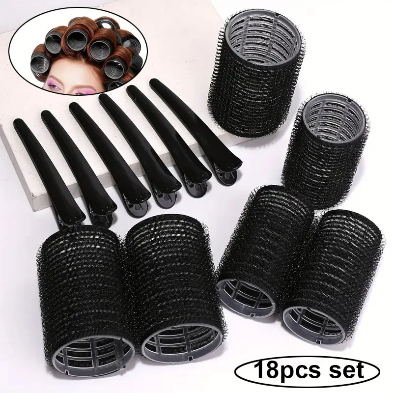 18pcs Hair Roller Set with Clips Self-Gripping Curlers for Long/Medium/Short Hair And Bangs Curling Iron Roller Hairstyling Tool