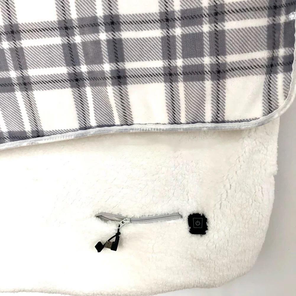 히팅 블랭킷 실내외용 부드러운 웨어러블 전기담요 (그레이 그리드)