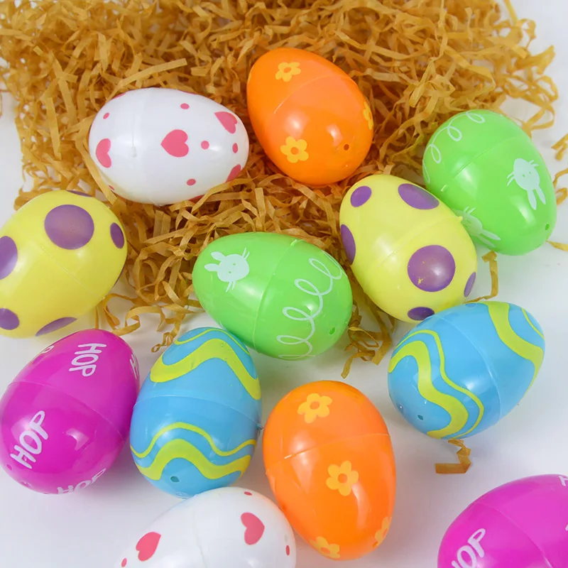 12/24pcs Plastic Easter Eggs Fillable Colorful Easter Rabbit Eggs Decoration For Home Happy Spring Easter Favor Candy Gift Boxes