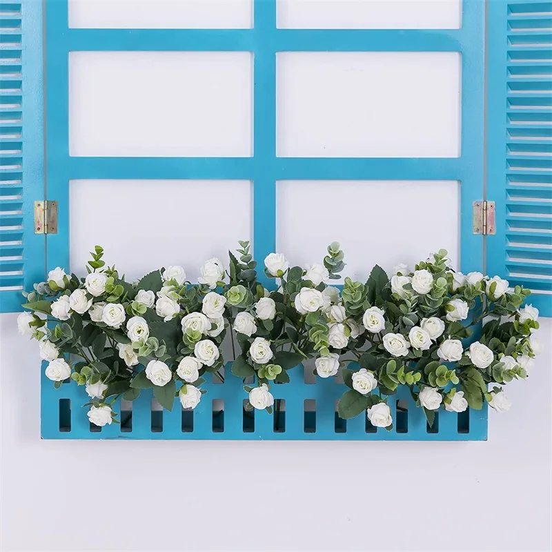 Description Picture 4 of itemArtificial Flowers Bouquet White Red Rose Eucalyptus Leaves Wedding Decoration Peony Fake Flower For Party Home Decor Outdoor