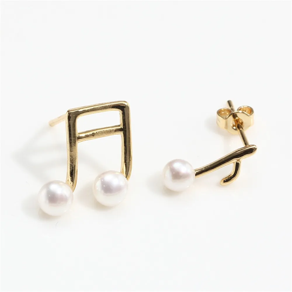 Domestic Copper-clad Gold Plating Real Gold Craft Note Earrings AB Model Earrings 925 Silver Pearl DIY Accessories Material apdgg 20 pcs copper gold plated conch earrings hook for pearl earrings making diy craft accessories