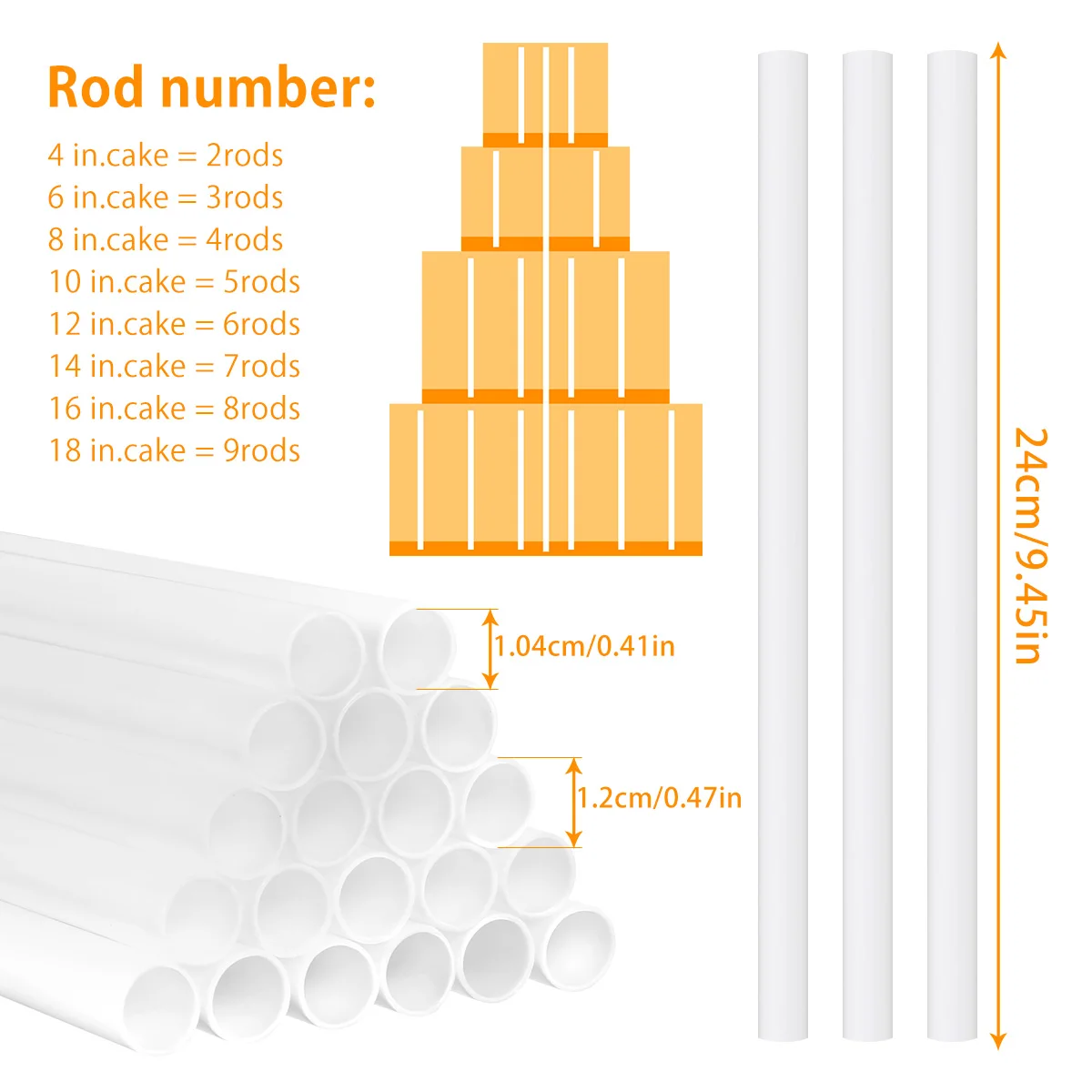 20Pcs Cake Dowels White Plastic Cake Support Rods cake tool Straws  9.4/11.8 Length cake stand baking accessories and tools - AliExpress