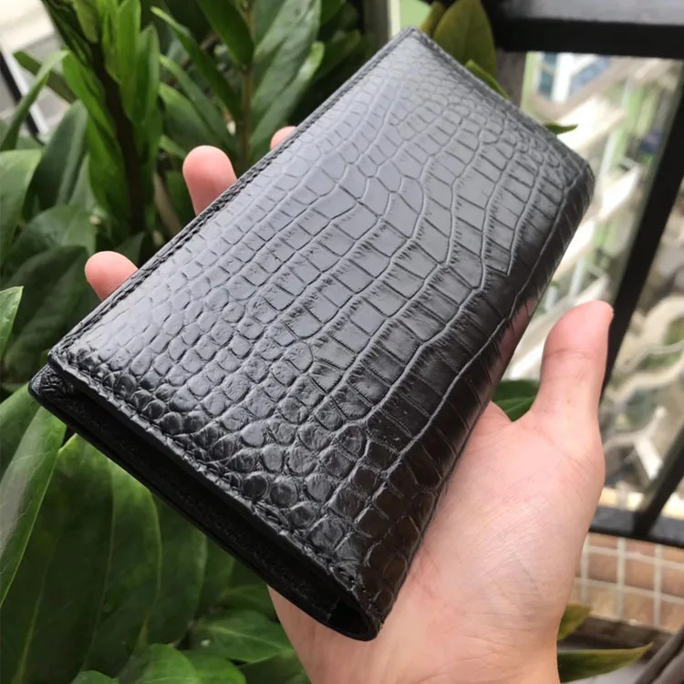 2023 Fashion Business Men's Alligator Wallets Crocodile Genuine Leather Long Organizer Wallet Boy Brand Luxury Card Holder Purse 4