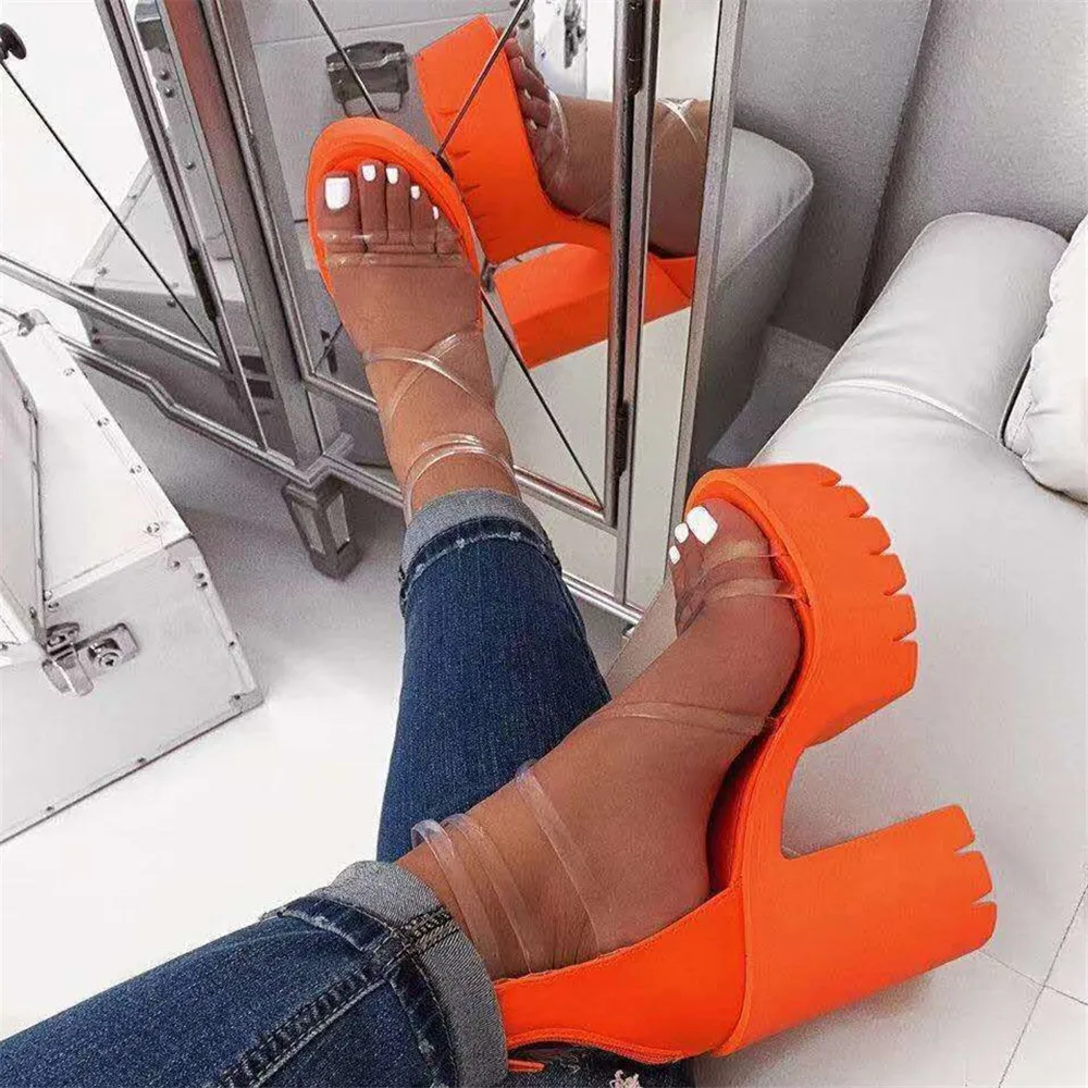 

Женские босоножки на высоком каблуке, Модные новейшие Женские повседневные уличные туфли с прозрачными ремешками, женские туфли-лодочки на квадратном каблуке с застежкой-молнией сзади, 2024