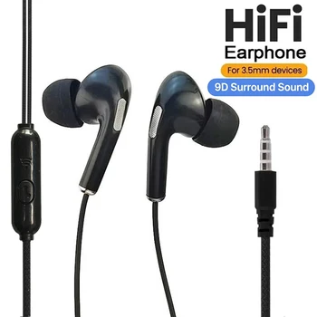 Auricolari cablati da 3,5 mm, comodi, con design in-ear 9D, per iPhone, Xiaomi, Huawei, con bassi potenti, stereo, per sport, corsa, musica, audio.