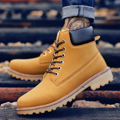 Couples Ankle Work Boots Sneakers Men Male Casual Shoes Waterproof Snow Boots Autumn Winter Warm Fur Short Botas Footwear
