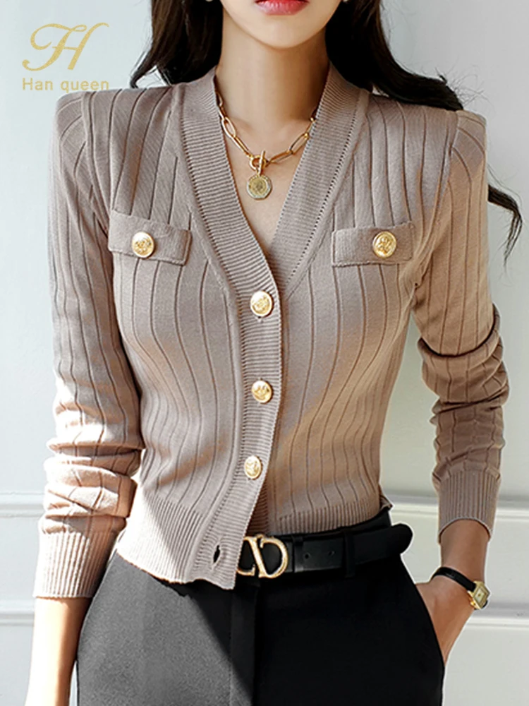 Korean Chic V-Neck Knitted Cardigan