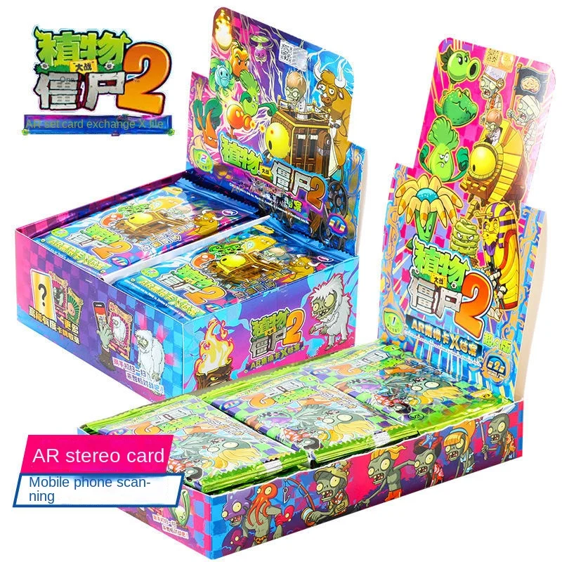 PLANTS VS ZOMBIES Full Set of Cards Ar Battle Cards Flash Cards Children's Gift Toys Integrated 30 Packs of 240 Card Game Cards