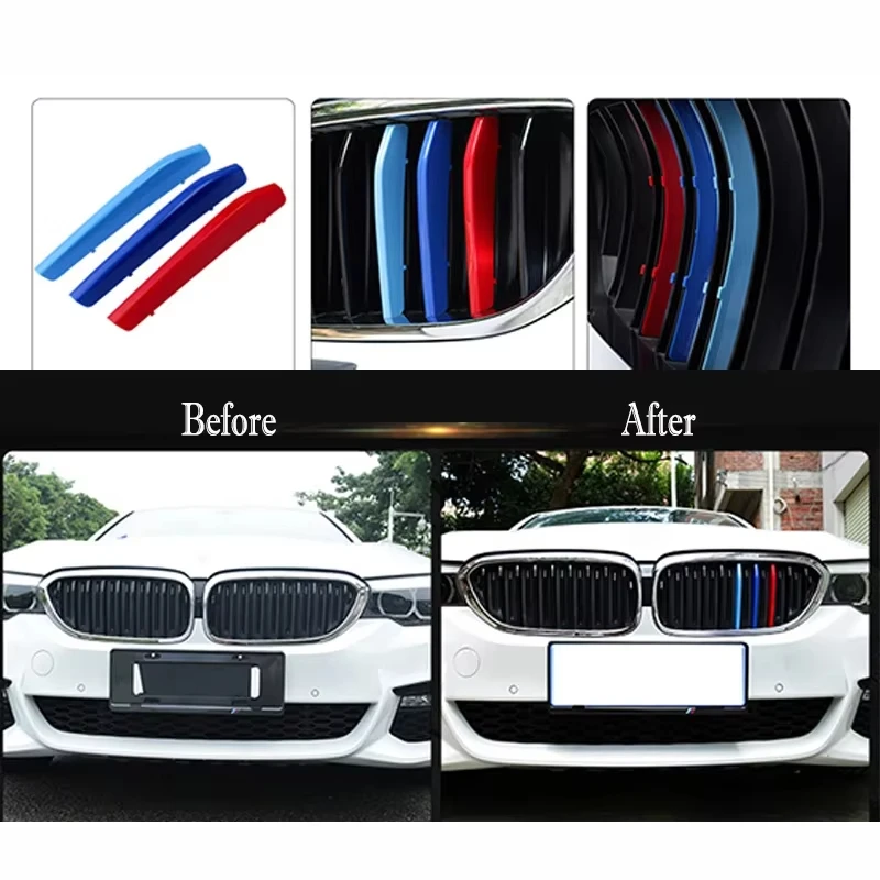 3 개/몫 자동차 그릴 네트워크 장식 트림 그릴 스티커 BMW E46 F30 E90 3 시리즈 자동차 스타일 BMW 그릴 스티커 BMW 액세서리