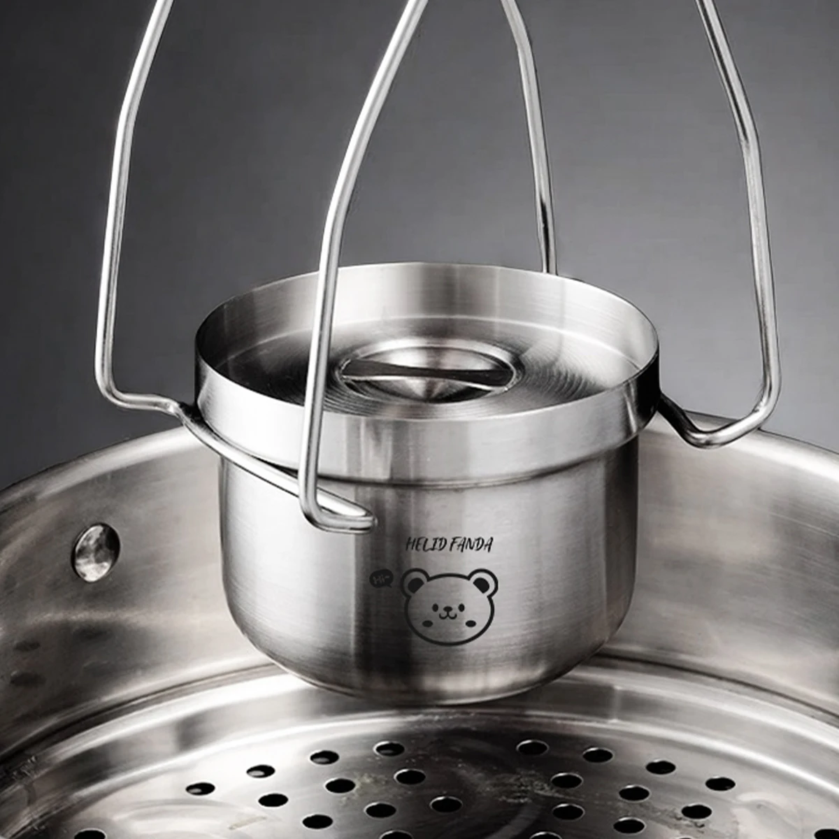 304 Stainless Steel Steam Bowl with Lid 300ml Stew Pot Stackable Food Container Versatile Egg Poacher Kitchen Utensils