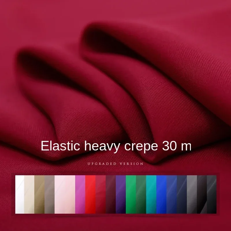 Stretch Heavyweight Crepe De Chine Silk Fabric Solid Color Clothing Material For Sewing Per Meter
