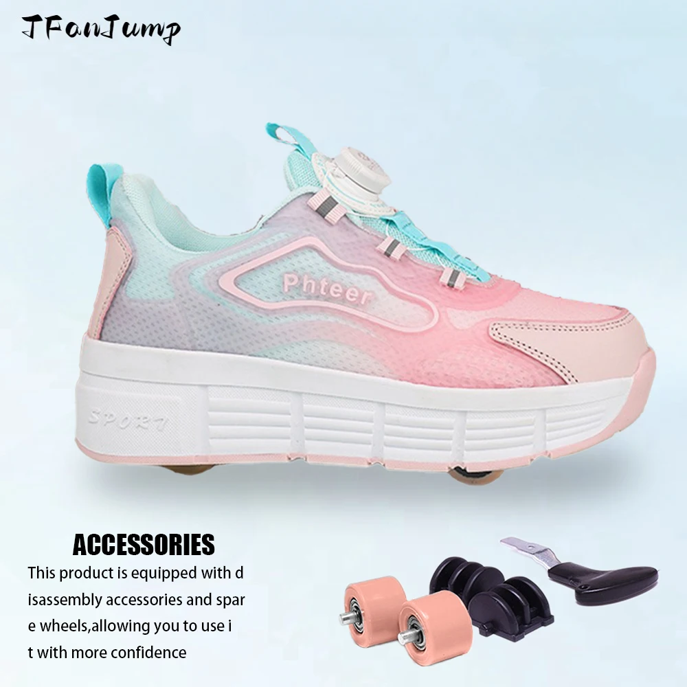 Adult 2-Wheels Detachable Speed Inline Roller Skates Shoes Wheeled Racing Sneakers Men Women