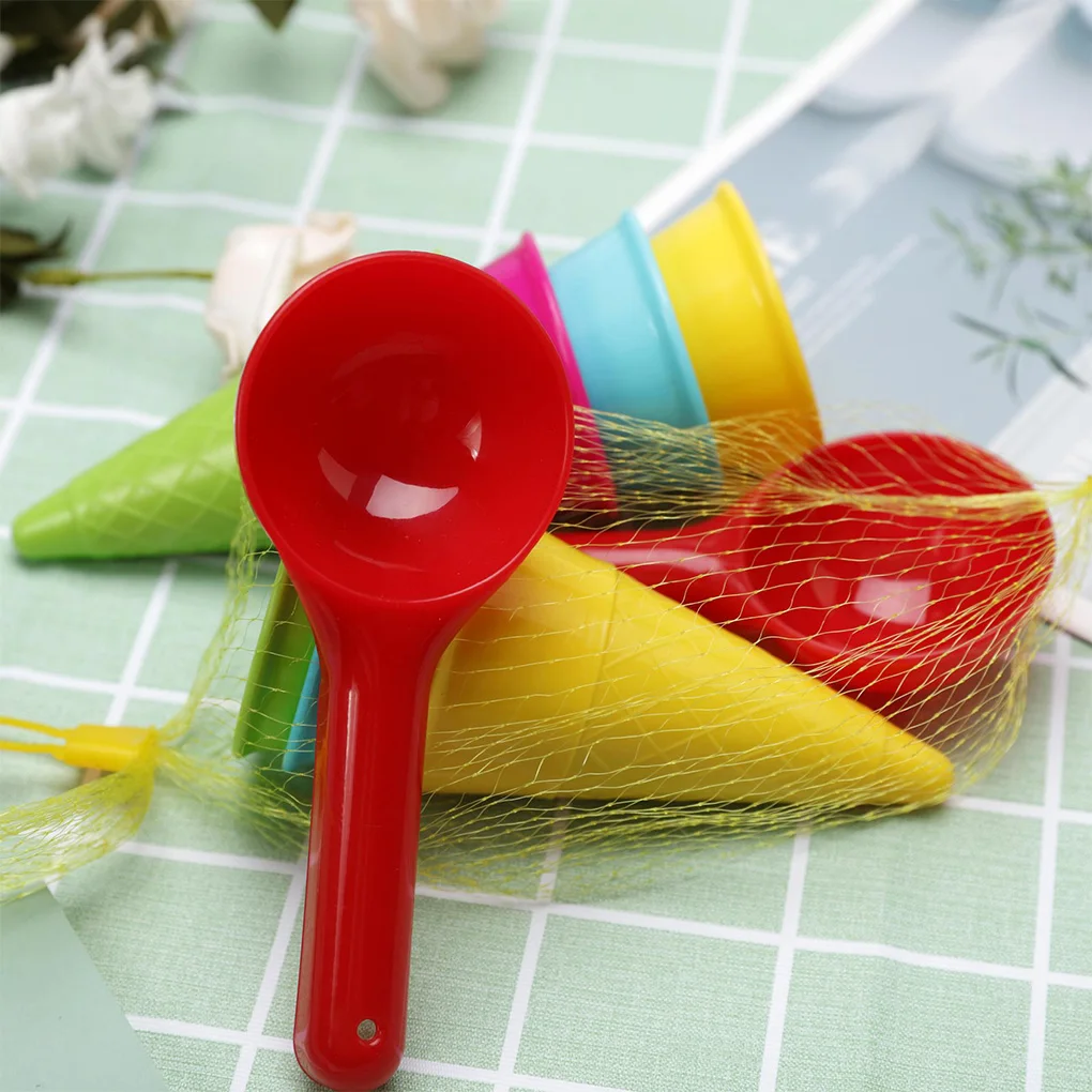 

5Pcs Kit Ice Cream Cone Scoop Plastic Beach Toys Sandbox Funny Play
