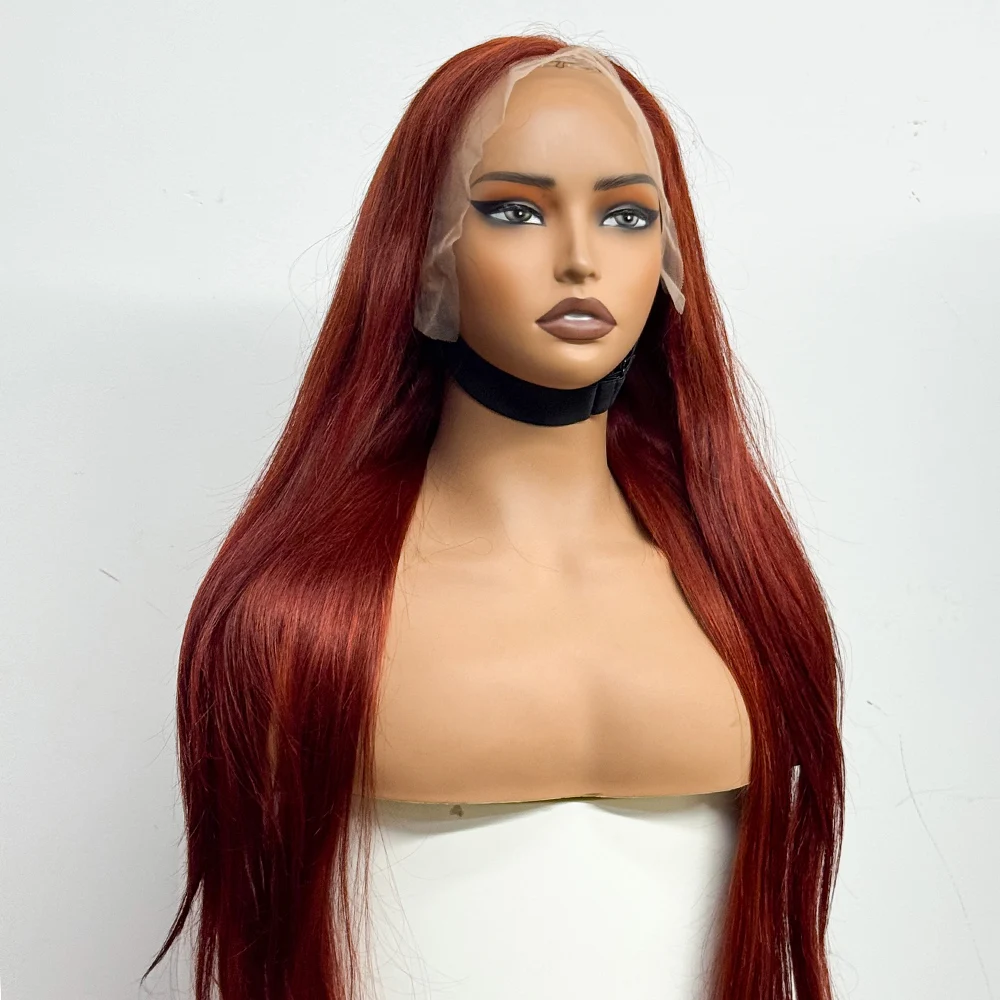 22-34 in Straight Human Hair Wigs #33 Reddish Brown 13x4 Lace Front Wigs Human Hair 250% Density Brazilian Hair For Black Women