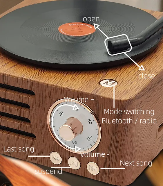 Top Radio Played Songvintage Wooden Bluetooth Radio - Portable Fm Receiver  With Aux & Tf Card