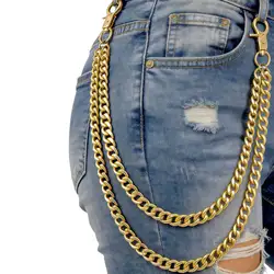 Unisex Punk Biker Chain Key Accessory for Jeans, Belts, and Pockets (Gold)