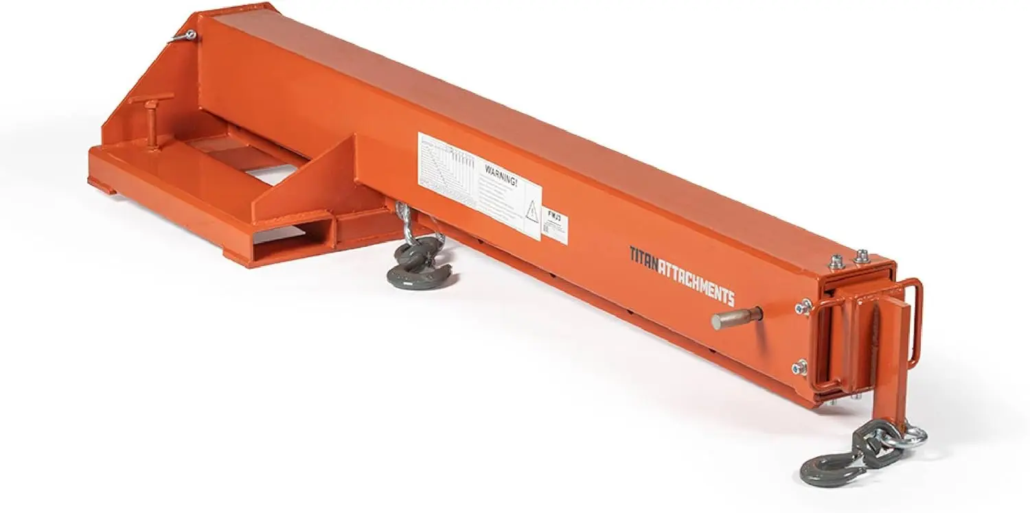 Fork Mounted Adjustable Hoist Jib Boom Crane Manual Telescopes 79"-147" 6000 LB Lift Capacity Two 3 Ton Swivel Hooks