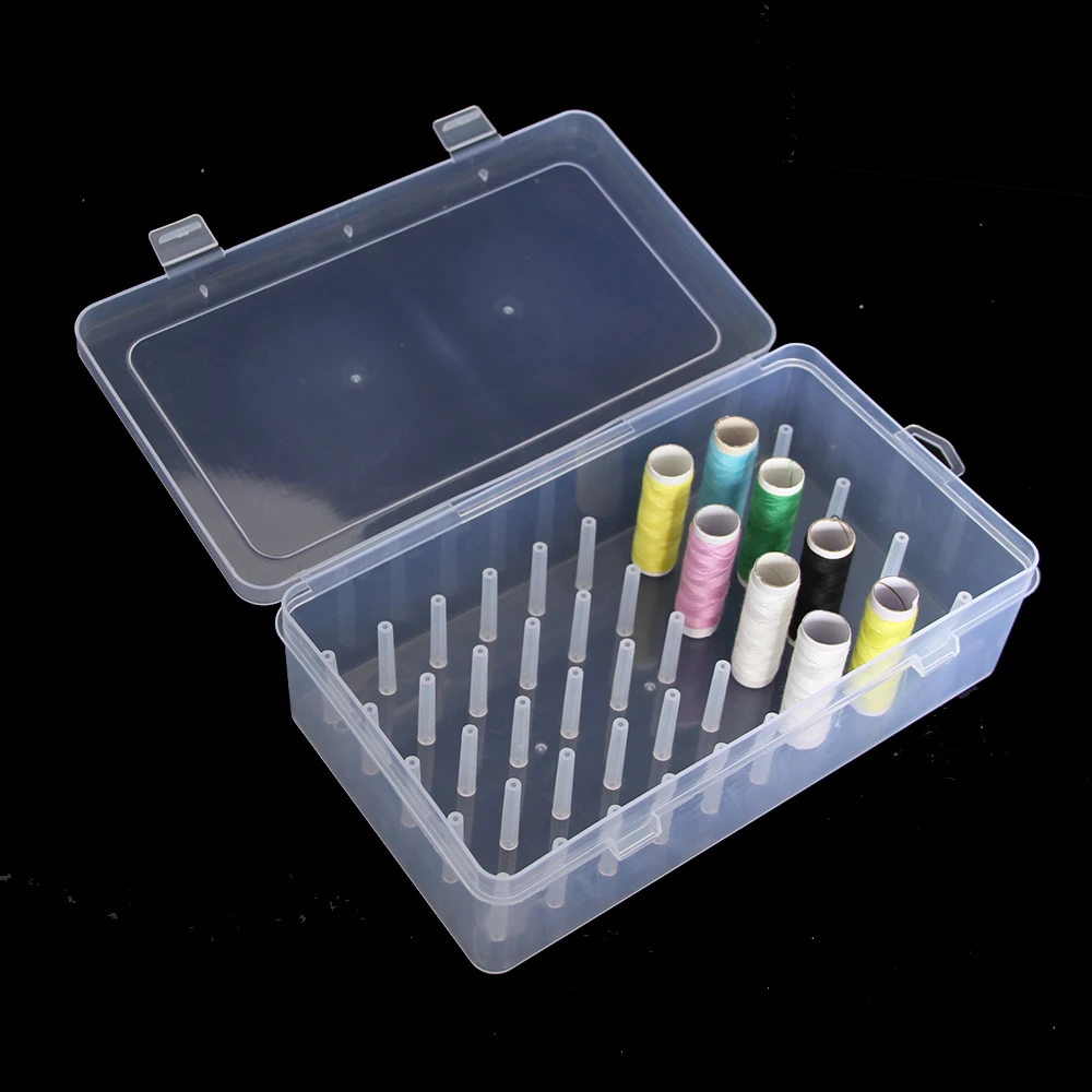 42 Axis Sewing Thread Storage Box Spools Bobbin Container Holder Clear
