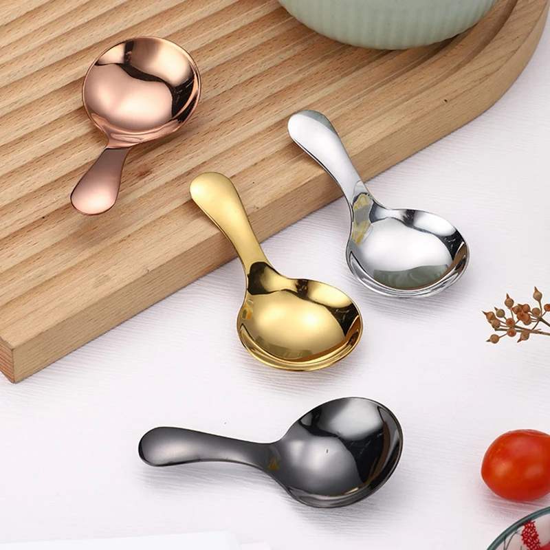 Small Scoops For Canisters,Total Of 4 Pcs Short Handle Spoons For Salt Sugar Condiments Coffee Tea Dessert Easy To Use