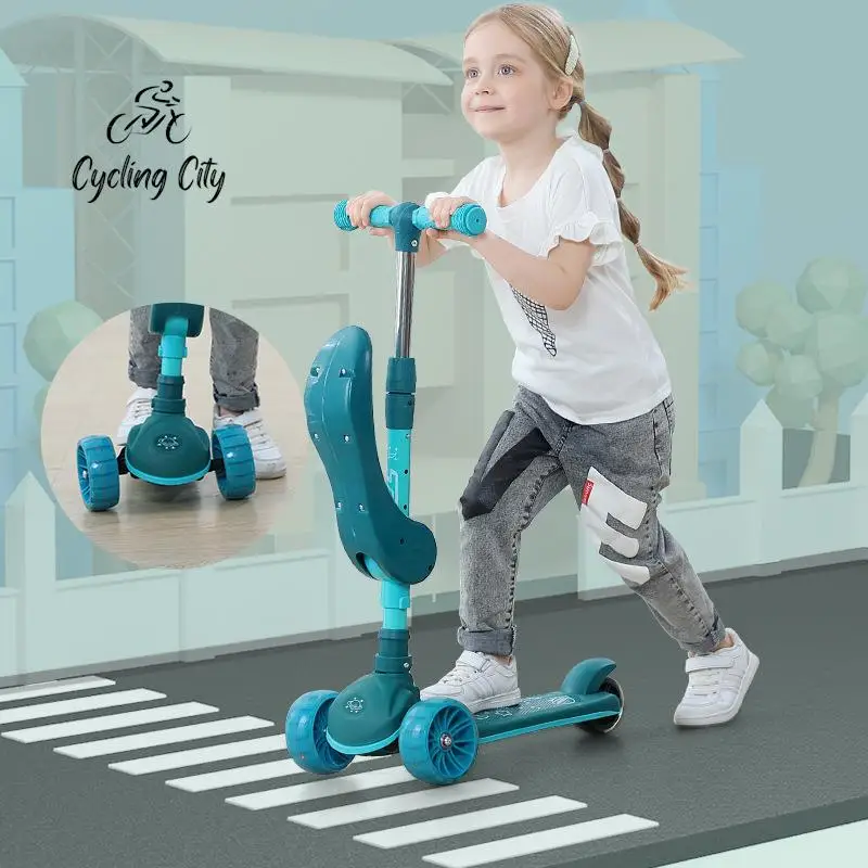 Cycling City Children's Scooter 2-12 Years Old Can Sit In Car Music Tricycle Silent Wheel Durable And Exquisite Youngster