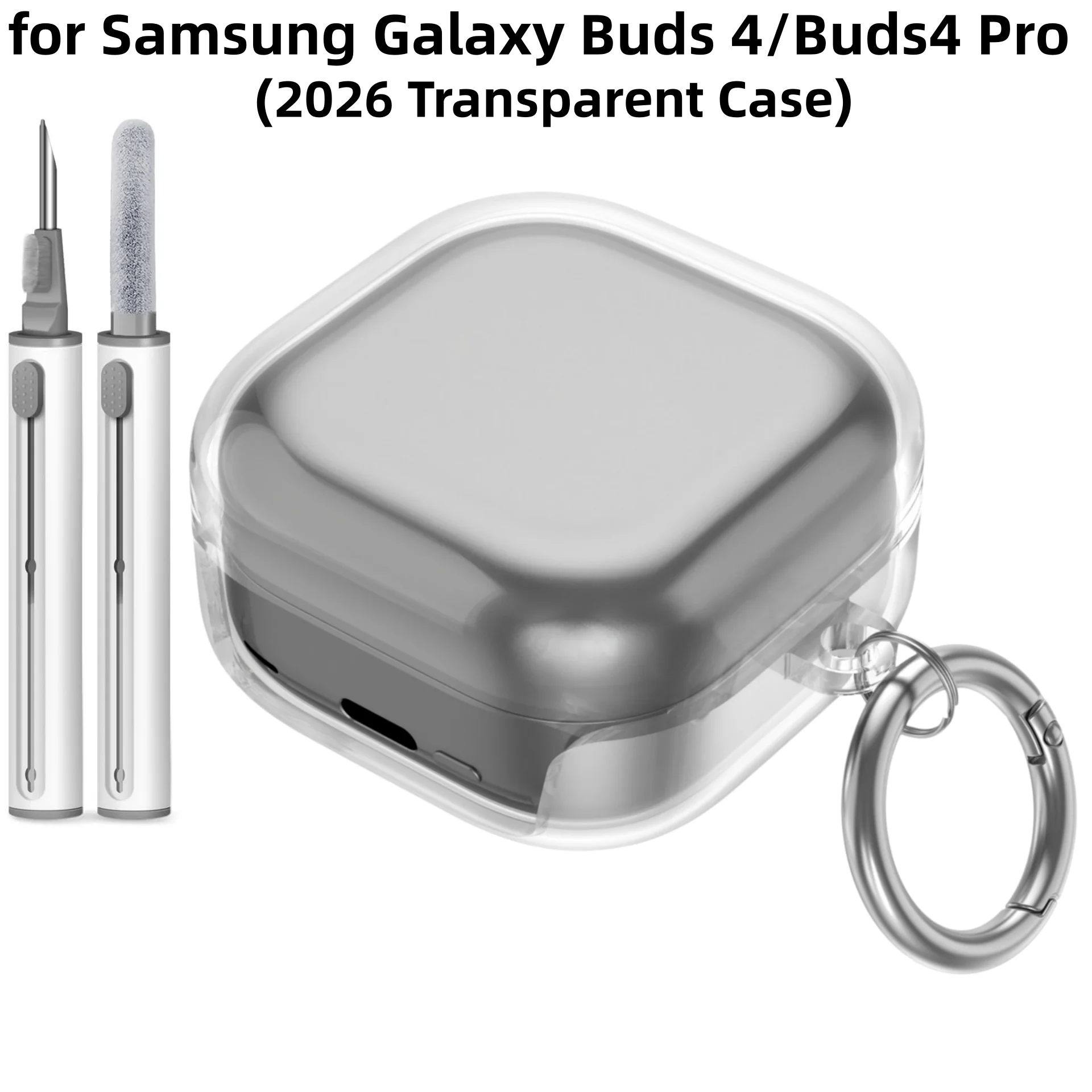 Soft Transparent TPU Case with Keychain & Cleaner Pen