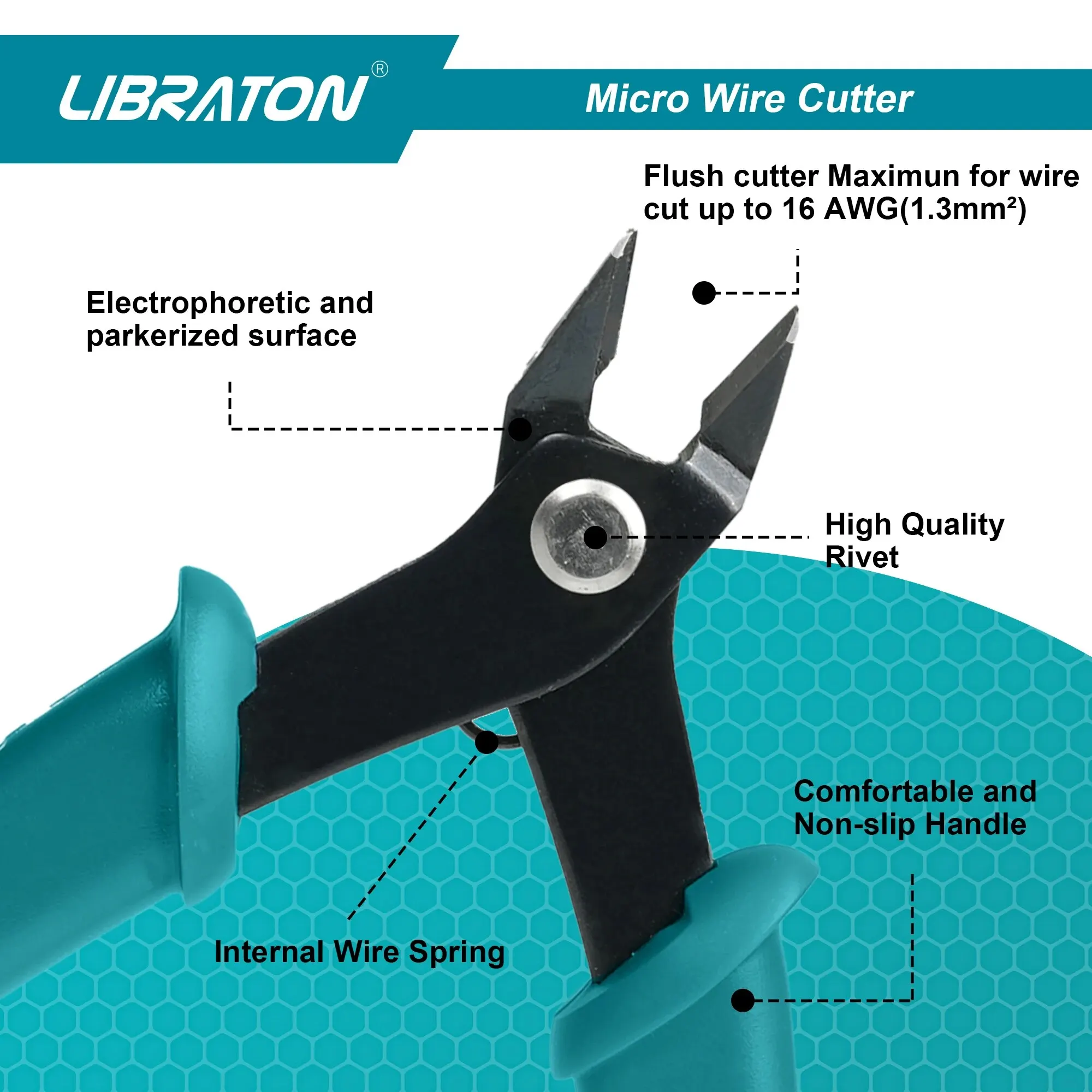 LIBRATON Micro Wire Cutter Precision Electronics Flush Cutter and Side Cutting Pliers Clean Cut for Model Jewelry Model Kits image 4