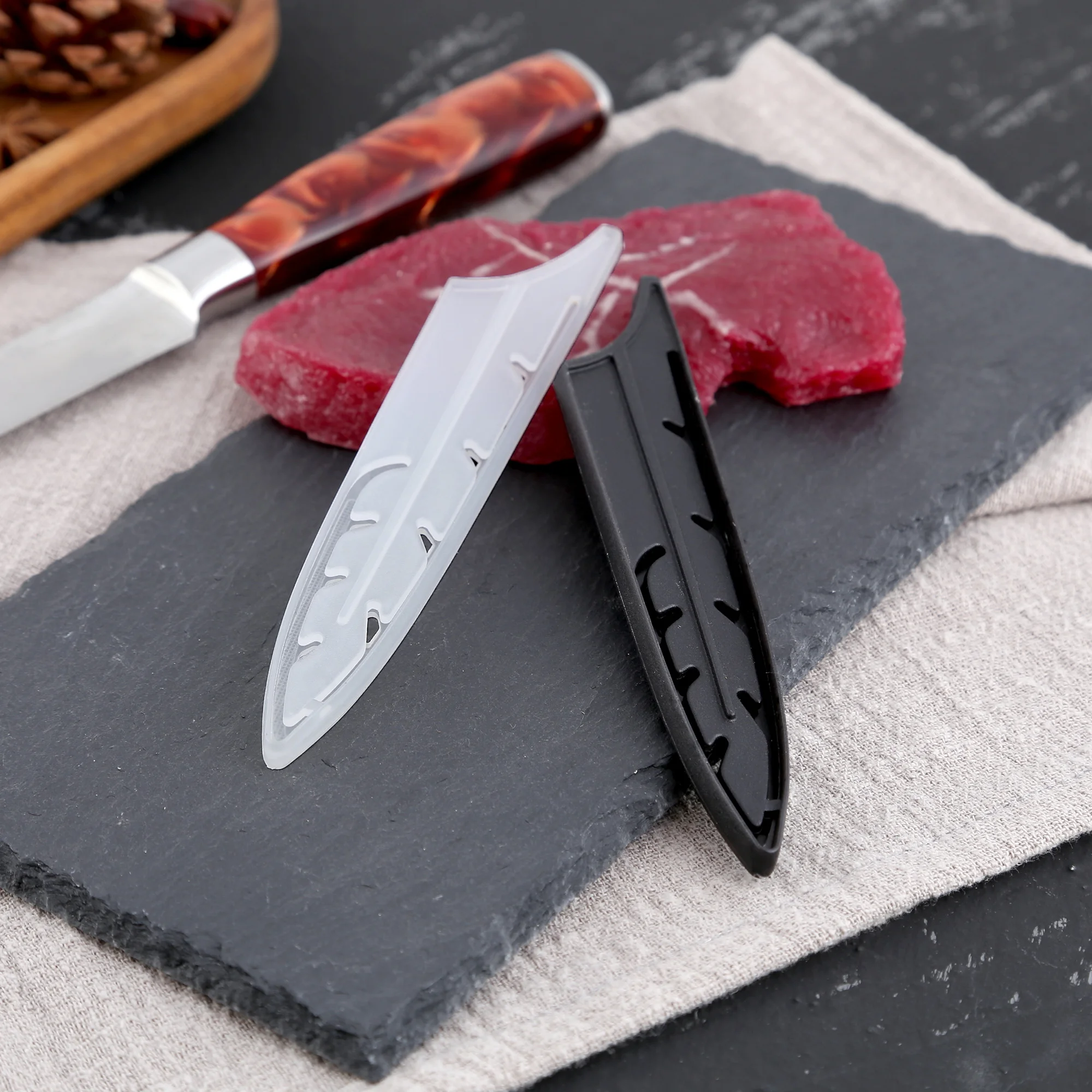 XYJ 2pcs Chefs Knife Sheath Black White 3.5-8 Inch Santoku Chef Slicing  Utility Kitchen Knives Cover - AliExpress