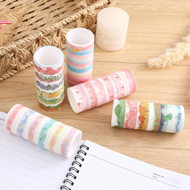 6Pcs Landscape Washi Tapes Scrapbooking Supplies Washitape Clouds Diary Decorative Adhesive Tape Kawaii Stationery Masking Tape washi tape adhesive tapes decorative tape decoration tape