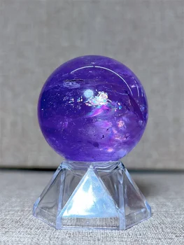 Natura Crystal Amethyst SPhere With Rain Bow Free Form  Carving Reiki Healing Stone Home Decoration Exquisite Gift 1