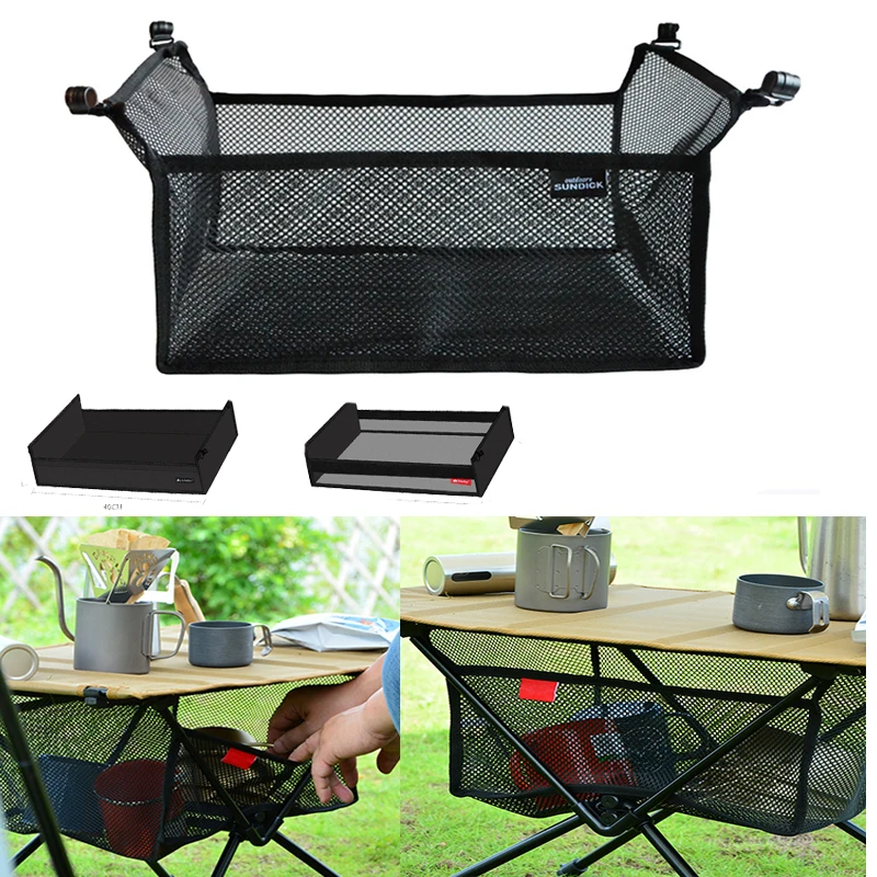 

Folding Table Rack Portable Folding Table Storage Net Outdoor Camping Barbecue Kitchen Shelf Bag Stuff Mesh for Picnic Hanging
