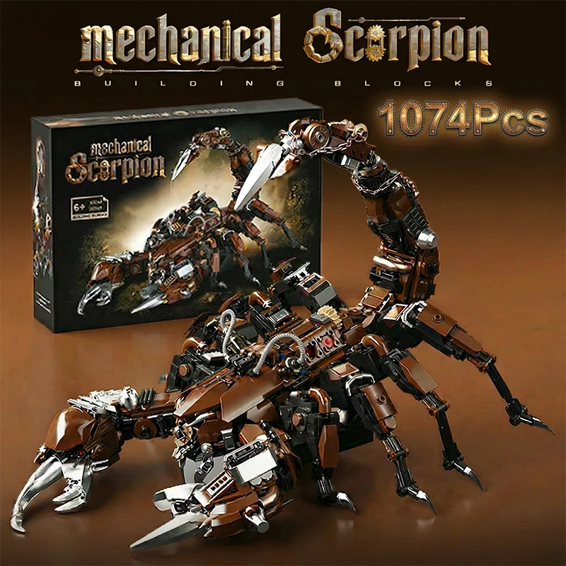 Mechanischer Skorpion Baukasten Cyberpunk Roboter Tiermodell Technische Bausteine Set Konstruktionsspielzeug Geschenke für Erwachsene und Kinder 1074 Teile
