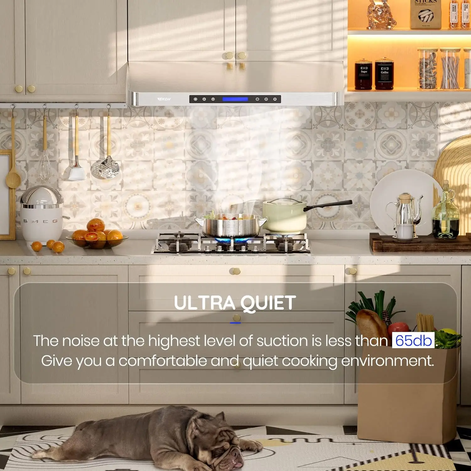 36 inches Under Cabinet Range Hood, 900 CFM Stainless Steel Kitchen Chimney Vent, 4 Speed Touch Screen Control With Remote 3