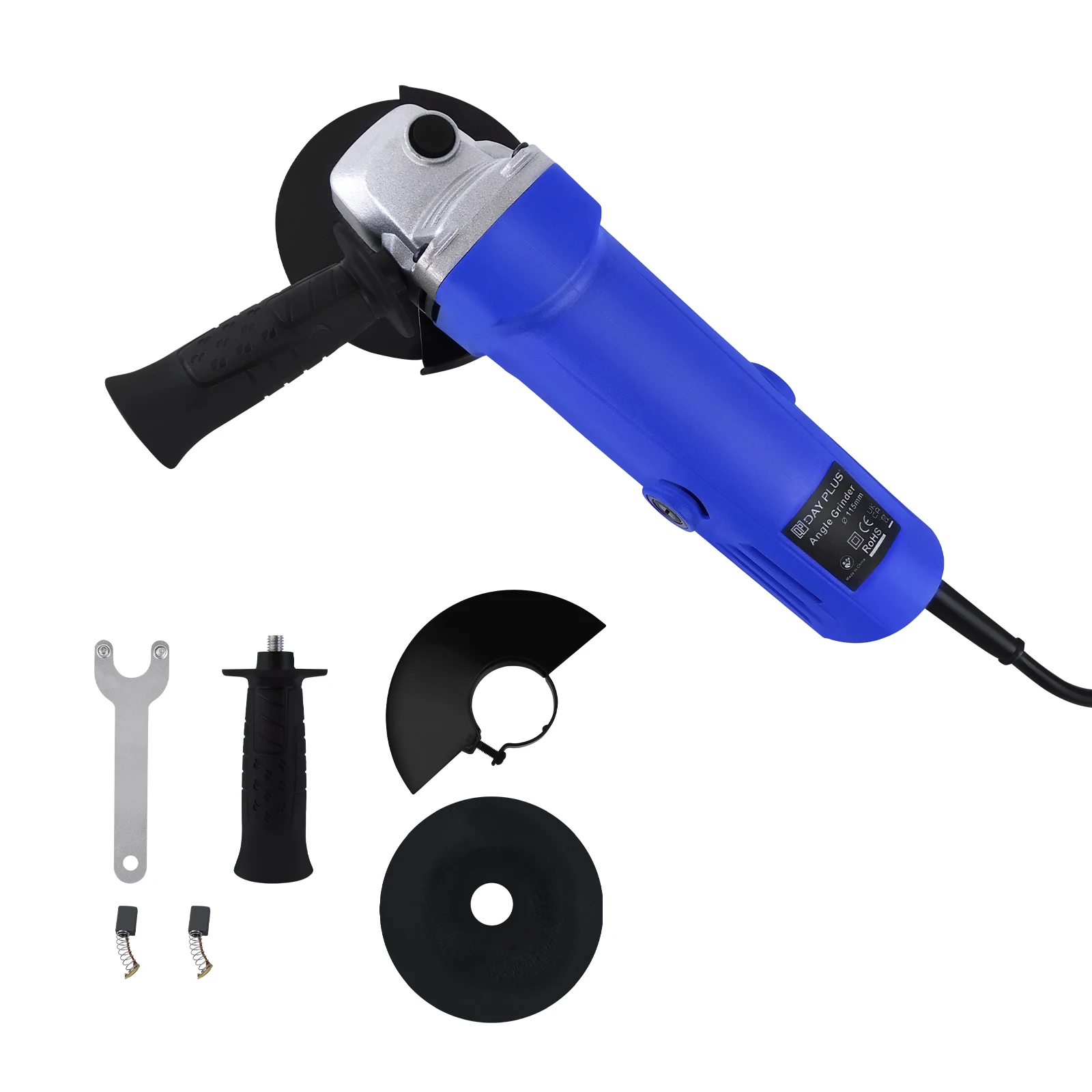 2000W Corded Electric Angle Grinder 115mm Disc Heavy Duty Cutting Grinding, 12000 RPM with Wheel Guard