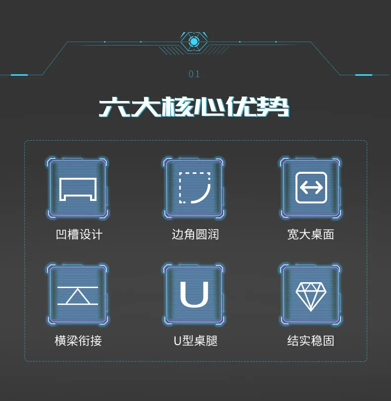 Description Picture 3 of itemComputer Gaming Desk PC Computer Gamer Desk Ergonomic Workstation with Student Mesas Rental Table for Laptop for Home Offices