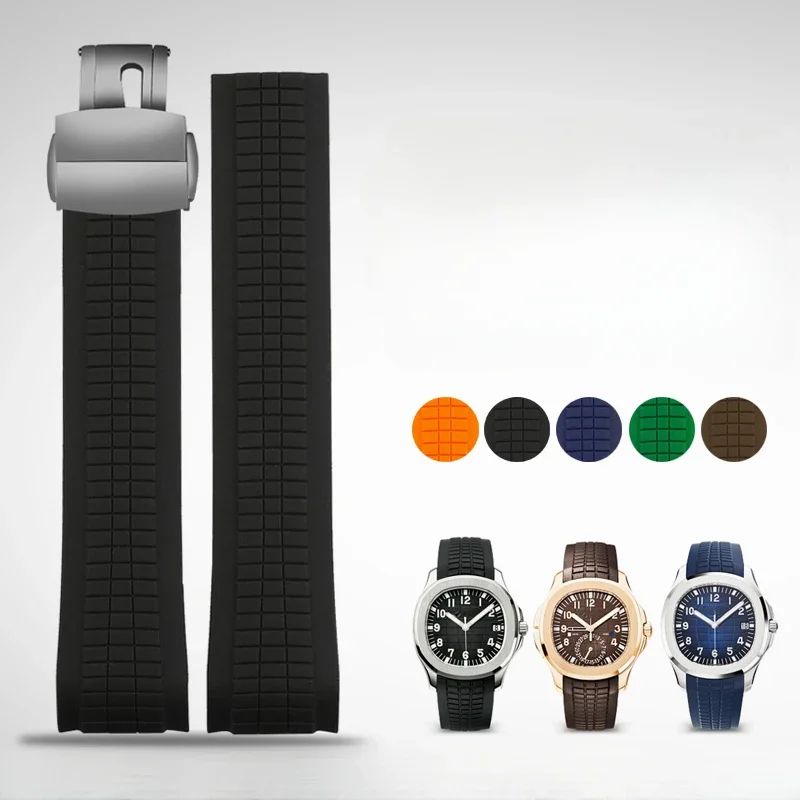 Per Patek Philip Watch Aquanaut Granata 5164 Serie 5167 21Mm Dimensioni Gomma Confortevole Sicurezza Silicone Speciale Cinturino Curvo