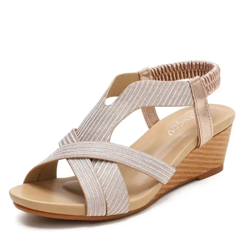 TIMETANGSummer Bohemia Wedge Sandals Women Shoes For Woman Casual Elegant Party Gladiator Shiny Ladies Sandles Sandalias Comfort