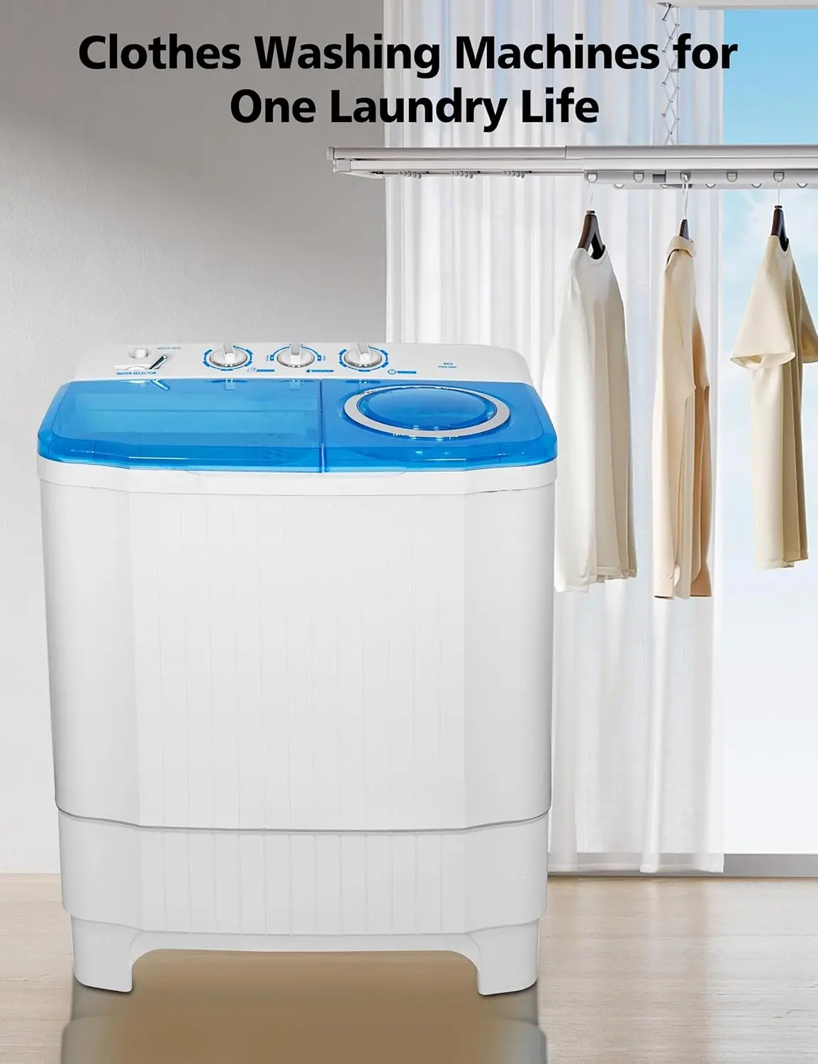 Portable Washing Machine - 28Lbs Compact Twin Tub Washer and Spin Dryer - Semi-automatic Laundry Washer(18Lbs) & Spinner(10Lbs) 5