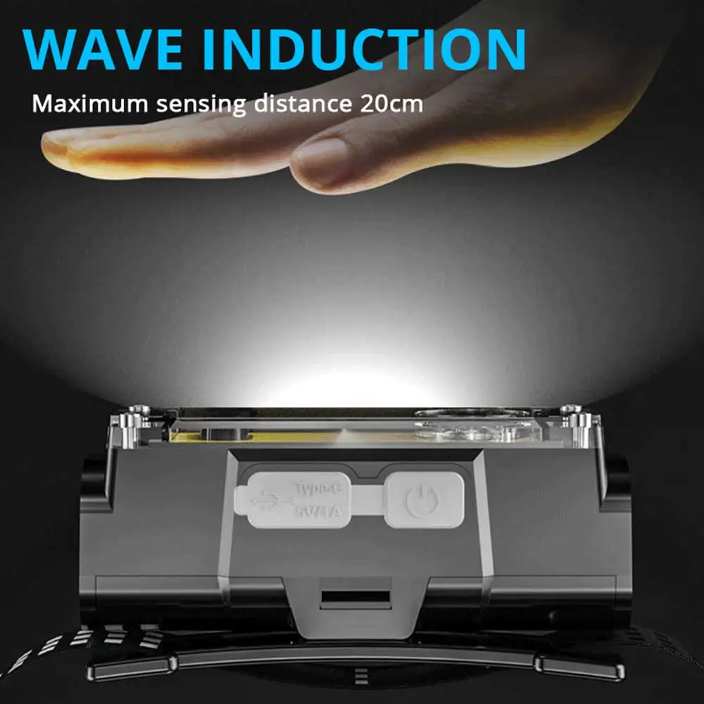 Powerful LED Headlamp with Motion Sensor Fishing Lantern USB Rechargeable 18650 Flashlight Waterproof Torch Headlight - Image 5