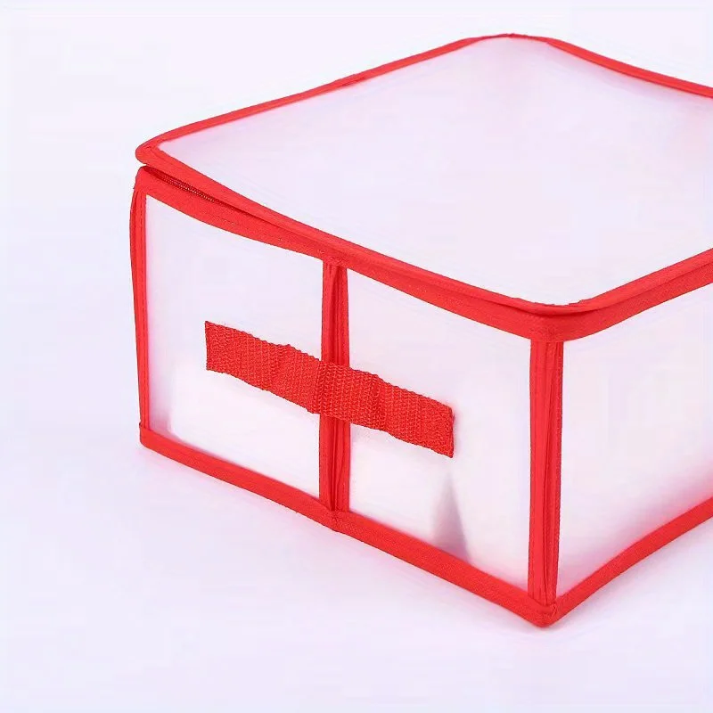 32-Compartment Christmas Ornament Organizer Box With Zipper，With Handles For Easy Organization， holiday party supplies