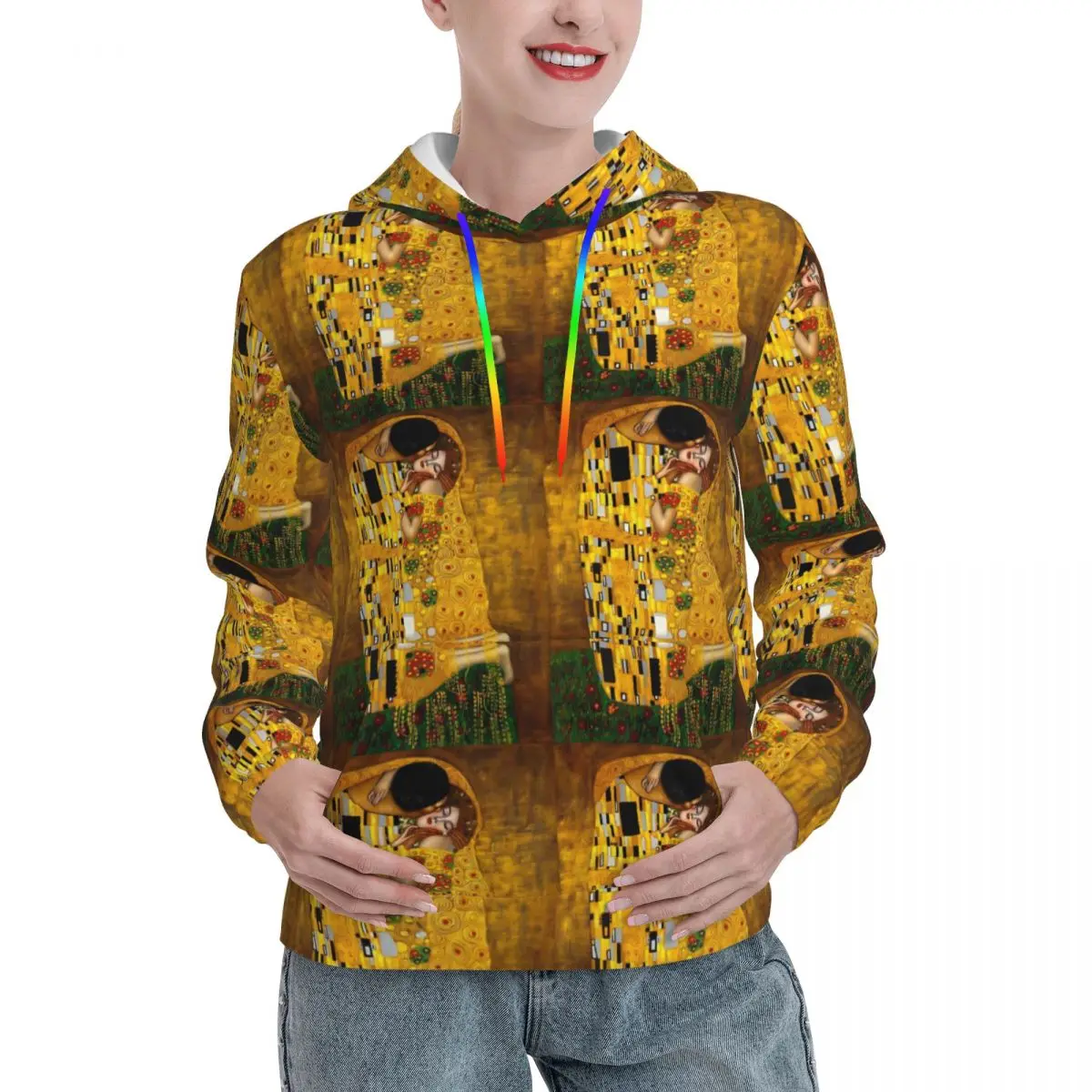 

Gustav Klimt Casual Hoodies Women The Kiss Print Funny Hoodie Winter Street Fashion Design Hooded Sweatshirts Oversized Clothing