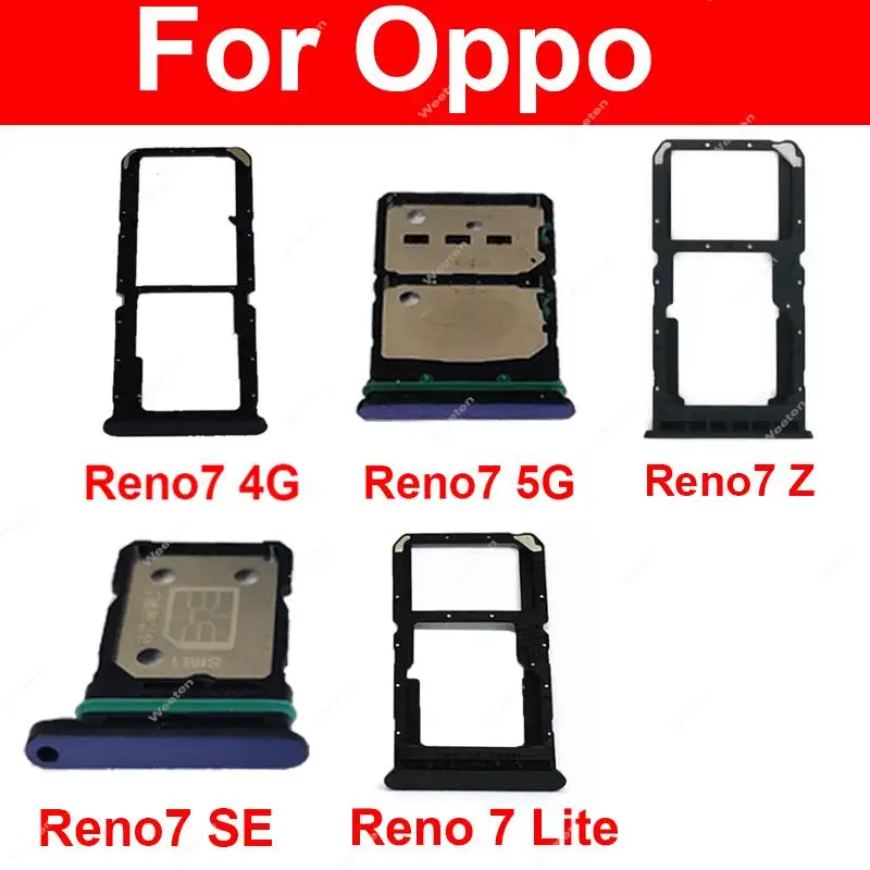 SIM Card Tray For OPPO Reno 7 7Lite 7SE 7Z 4G 5G Dual SIM Card Tray Slot  Card Reader Holder Socket Replacement Parts