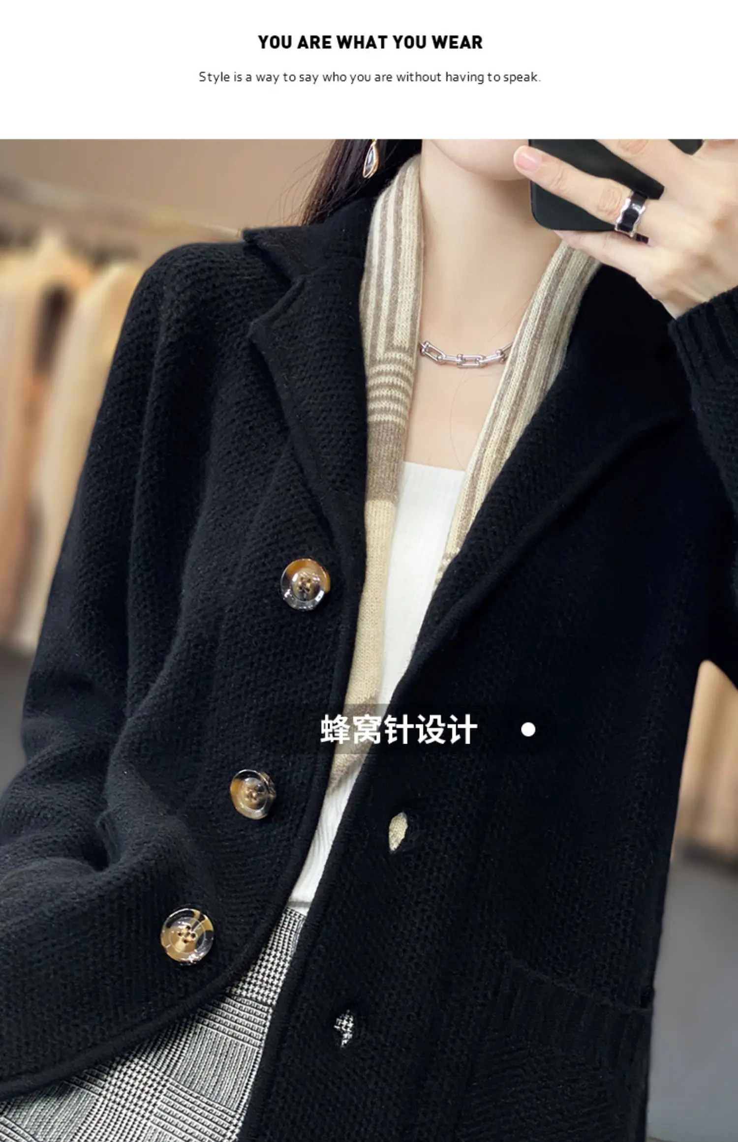 Autumn winter new thickened 100% pure wool cardigan women stand neck sweater sweater loose knit base sweater jacket