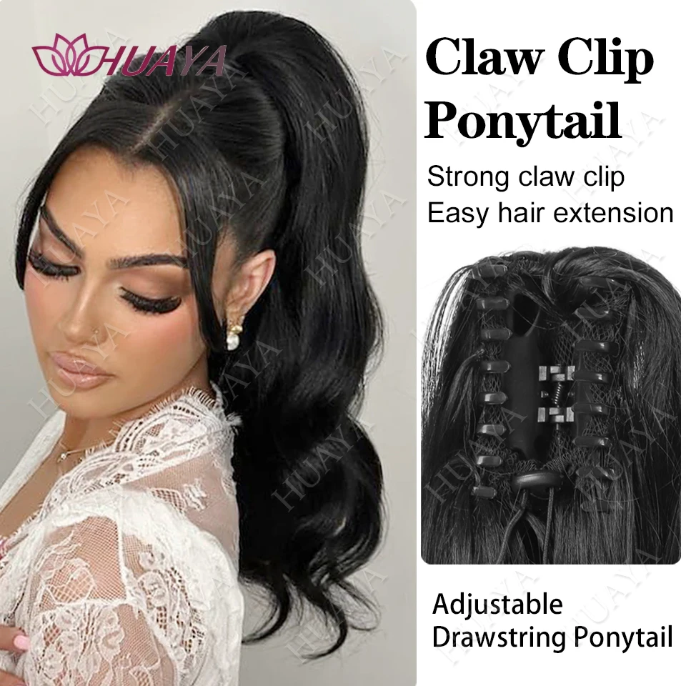 Synthetic Claw Clip Ponytail Extension Curly Wavy Clip in Long Ponytails Hair Extensions Synthetic Hairpiece for Women