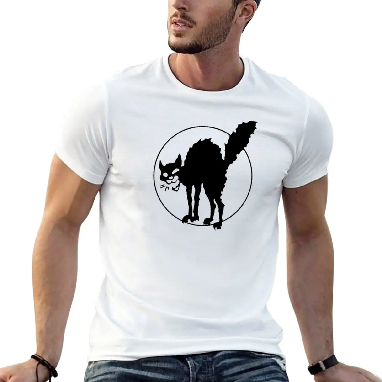 

New IWW Black Cat T-Shirt Short sleeve tee new edition t shirt korean fashion mens t shirt graphic