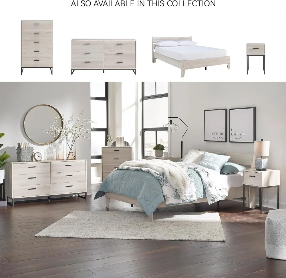 Modern 1-Drawer Nightstand, 26" Tall, Natural Beige Finish, Engineered Wood Bedside Table