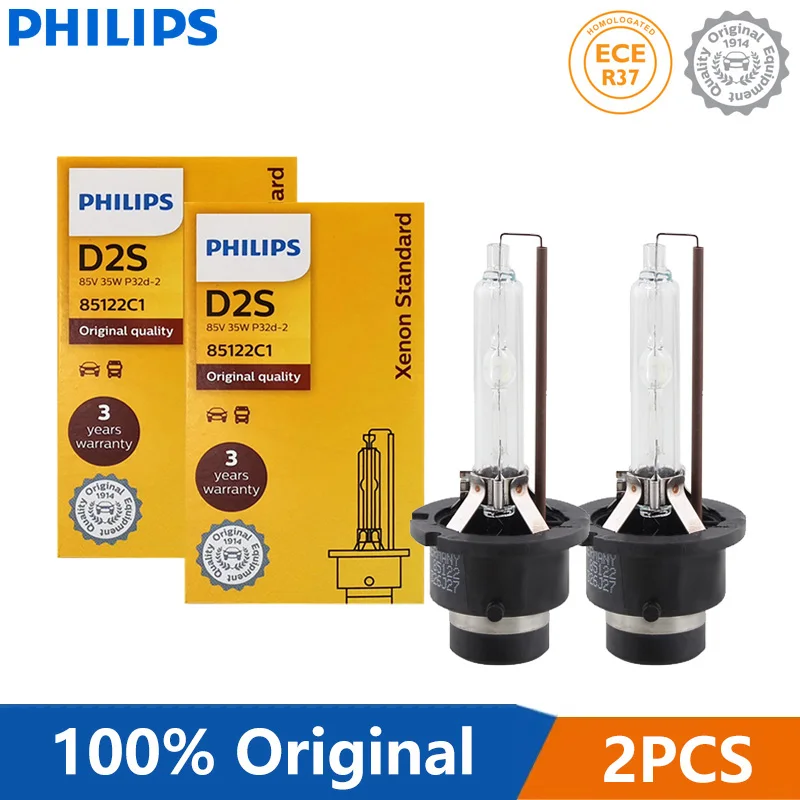 

2X Philips HID D2S 35W Xenon Standard 4200K Auto Original Headlight Car Genuine Bulbs Replacement Upgrade D2 ECE 85122C1, Pair