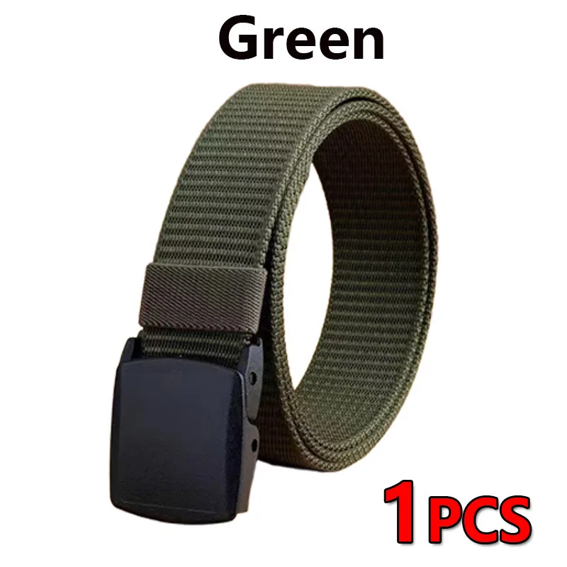 Men's Tactical Outdoor Canvas Belt with Automatic Buckle – Black Nylon Sports Belt