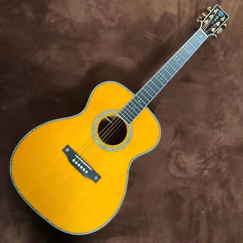 

2023 40 "full solid wood OM42 series yellow acoustic acoustic guitar