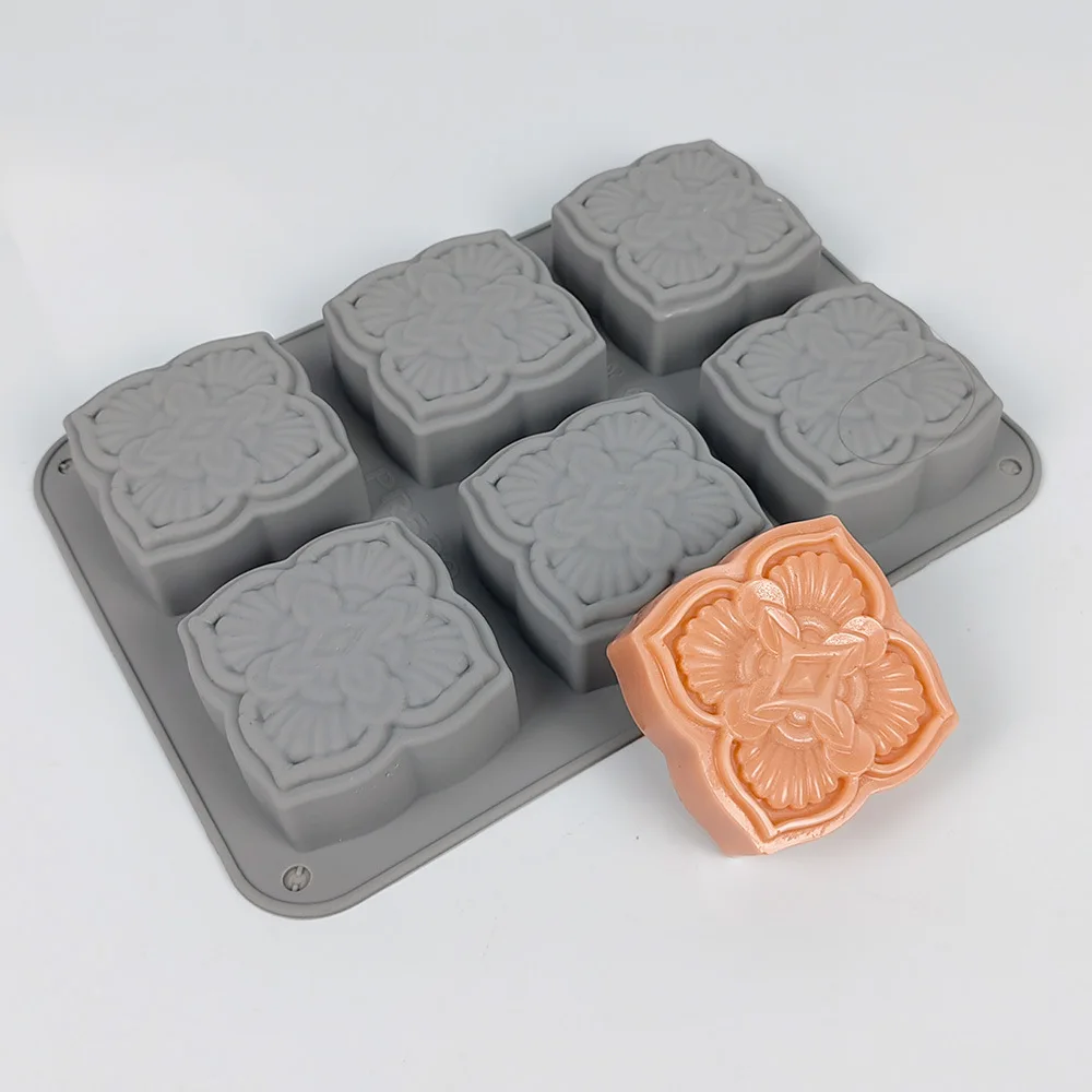 6-Cavity European Retro Floral Handmade Soap Mold DIY Chocolate Biscuit Mousse Cake Making Tool Aromatherapy Soap Candle Molds