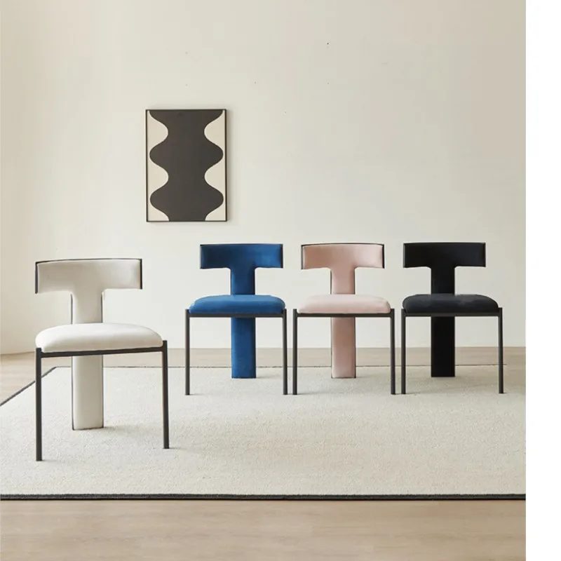 

Современный простой дизайнерский кожаный тканевый домашний стул со спинкой для ресторана, гостиничные кофейные железные стулья